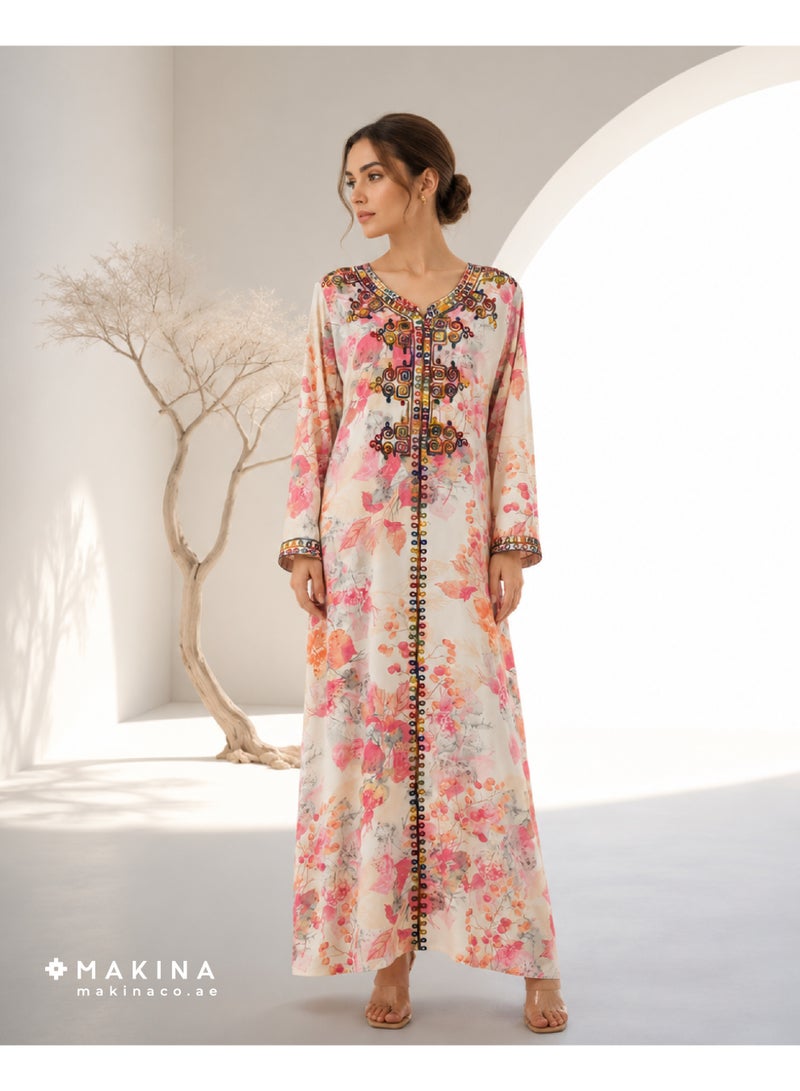 MAKINA Cotton Mukhawar with Moroccan Brim Embroidery - Image 1