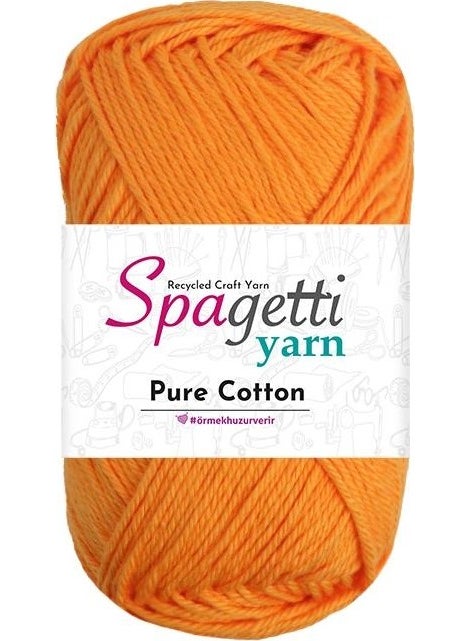 Spagetti Yarn Pure Cotton Saffron Yellow Hand Knitting Yarn  - Image 1