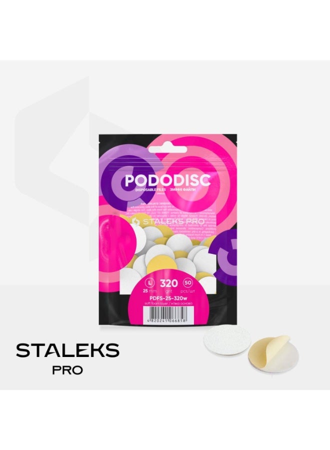 STALEKS PRO ملفات بيضاء قابلة للاستخدام لمرة واحدة لقرص الباديكير - PODODISC L EXPERT | 320 حبيبة (50 قطعة) - Image 3