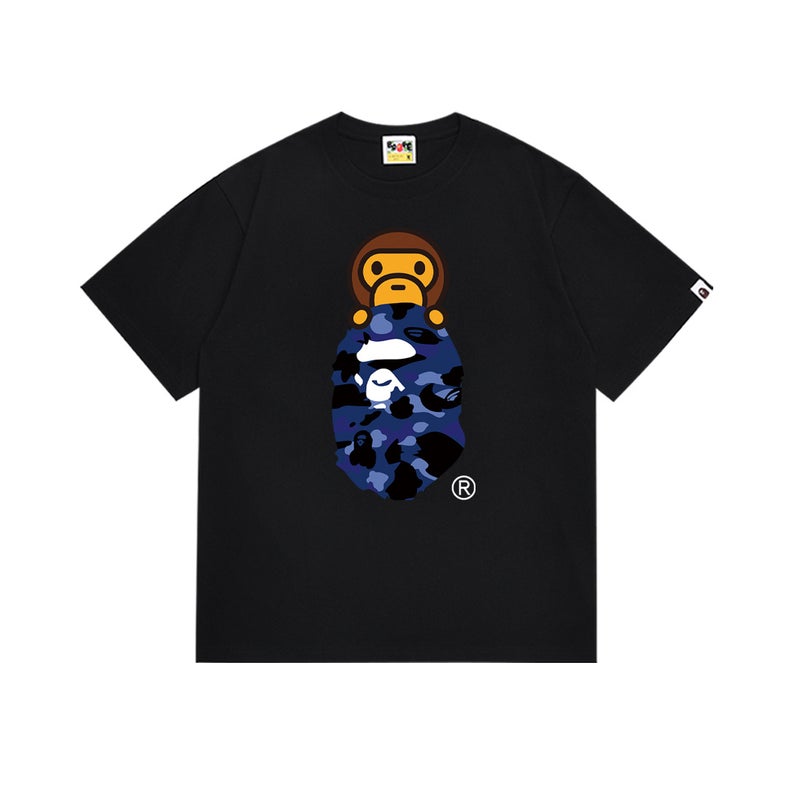 بايب تي شيرت BAPE صيفي 2026 بتصميم رأس القرد ونمط التمويه - للرجال والنساء - Image 1