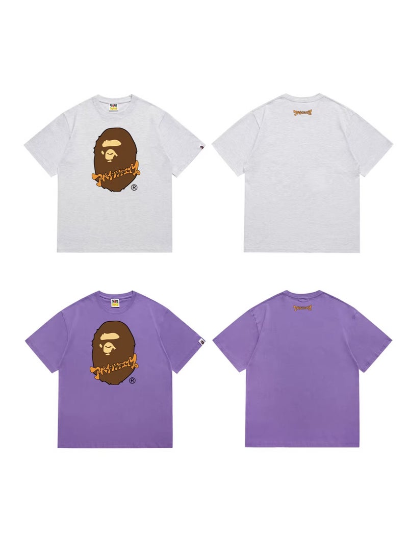 بايب تي شيرت BAPE صيفي 2026 بتصميم رأس القرد ونمط التمويه - للرجال والنساء - Image 3