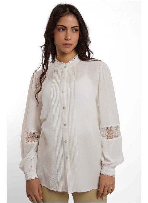 Fancy Long Sleeve Blouse With Lace Insert