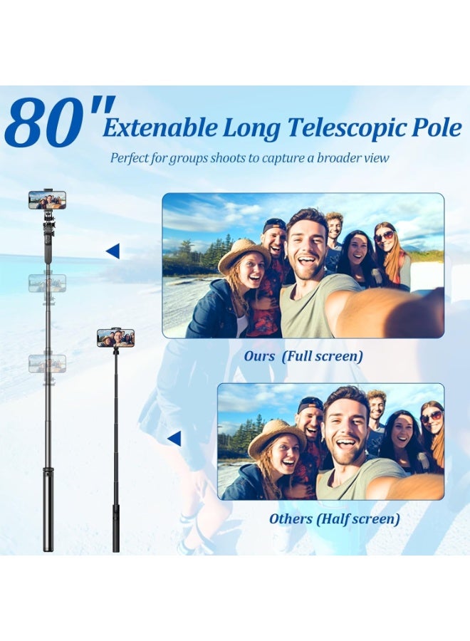 2M Tripod Stand with Remote and Dual Ring Lights – 360° Rotating Phone Holder, Selfie Stick Tripod for iPhone, Android, GoPro and Cameras - Image 3