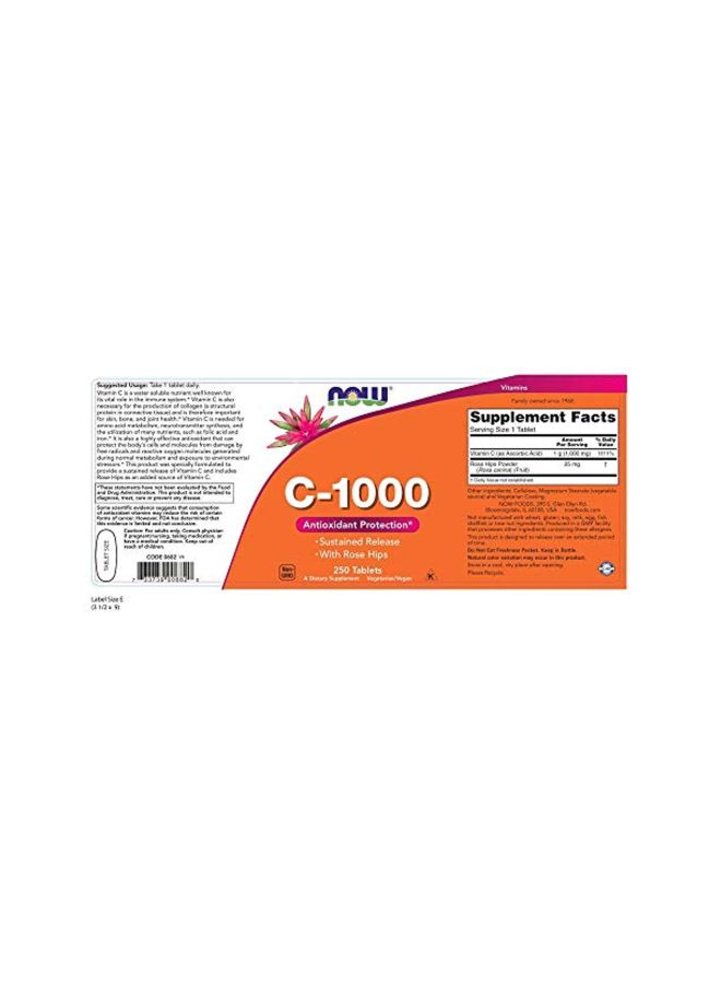 Now Foods Vitamin C Dietary Supplement - 250 Tablets - Image 2