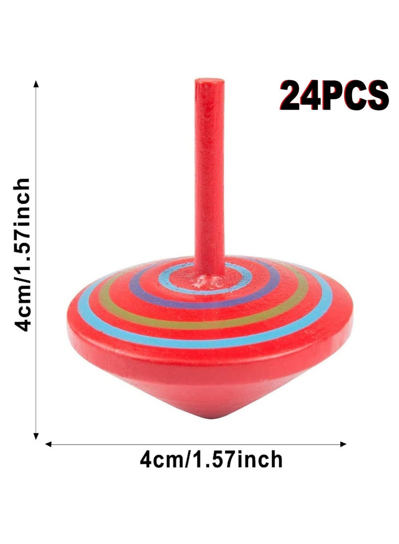 دايتويز قمة دوارة خشبية، 24 قطعة من قمم دوارة للأطفال، قمة دوارة خشبية، قمة دوارة بألوان عشوائية، قمة دوارة خشبية للأطفال، احتفالات أعياد الميلاد، جوائز الأطفال، هدايا الحفلات، هدايا تذكارية - Image 2