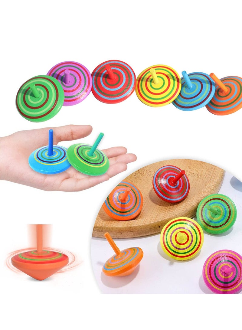 دايتويز قمة دوارة خشبية، 24 قطعة من قمم دوارة للأطفال، قمة دوارة خشبية، قمة دوارة بألوان عشوائية، قمة دوارة خشبية للأطفال، احتفالات أعياد الميلاد، جوائز الأطفال، هدايا الحفلات، هدايا تذكارية - Image 3