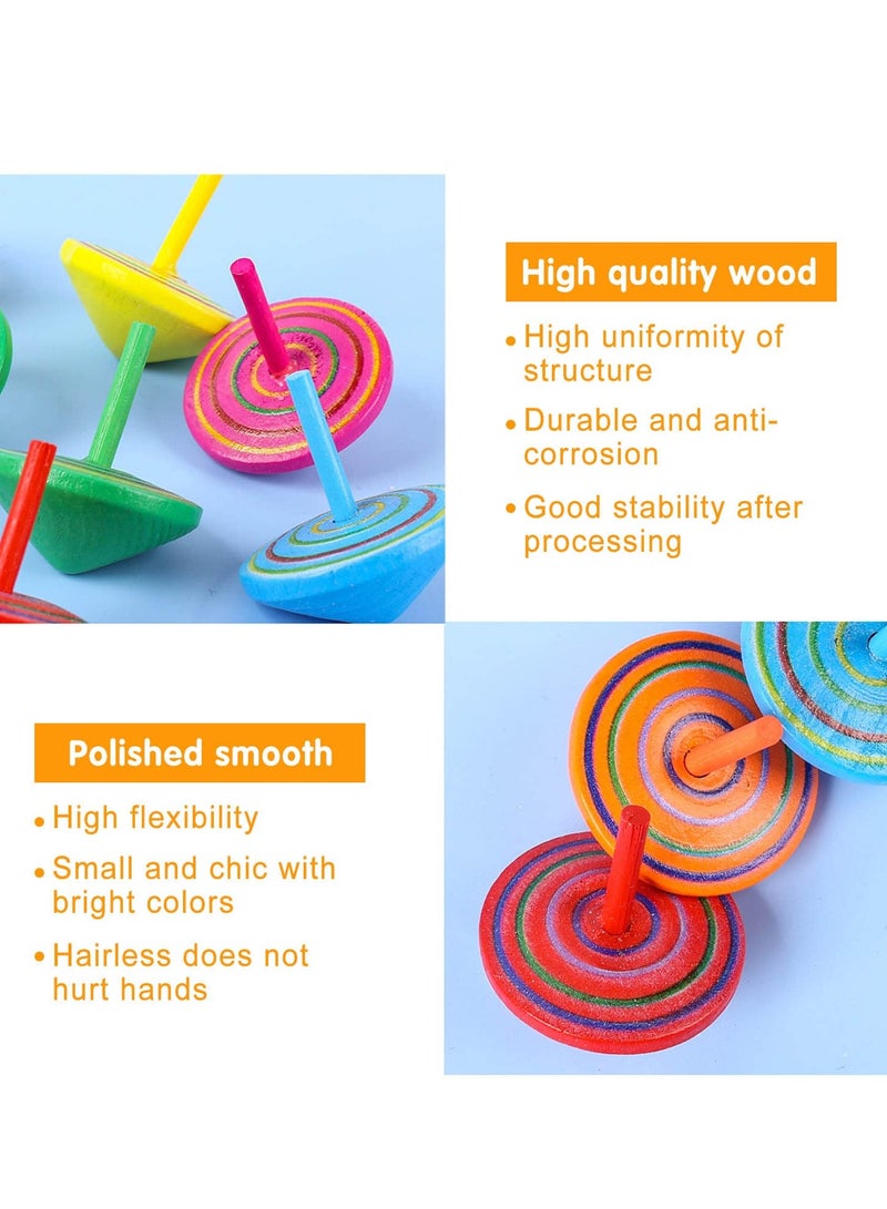 دايتويز قمة دوارة خشبية، 24 قطعة من قمم دوارة للأطفال، قمة دوارة خشبية، قمة دوارة بألوان عشوائية، قمة دوارة خشبية للأطفال، احتفالات أعياد الميلاد، جوائز الأطفال، هدايا الحفلات، هدايا تذكارية - Image 4