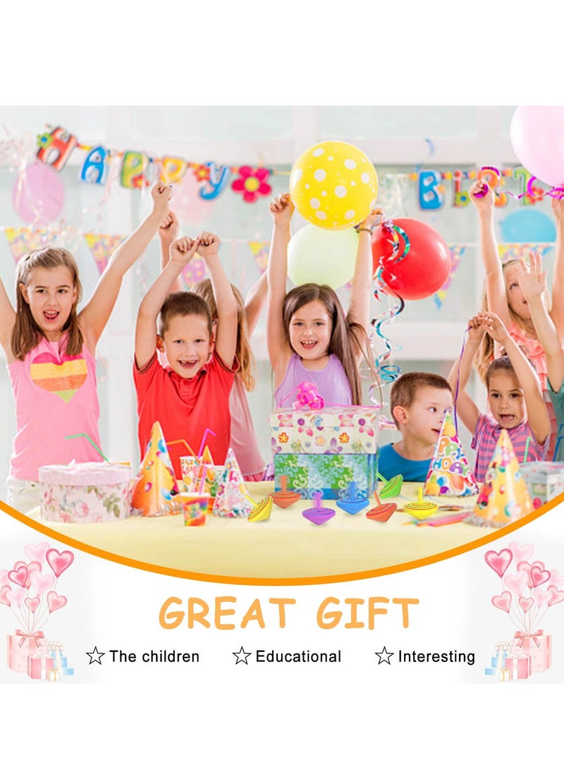 دايتويز قمة دوارة خشبية، 24 قطعة من قمم دوارة للأطفال، قمة دوارة خشبية، قمة دوارة بألوان عشوائية، قمة دوارة خشبية للأطفال، احتفالات أعياد الميلاد، جوائز الأطفال، هدايا الحفلات، هدايا تذكارية - Image 5