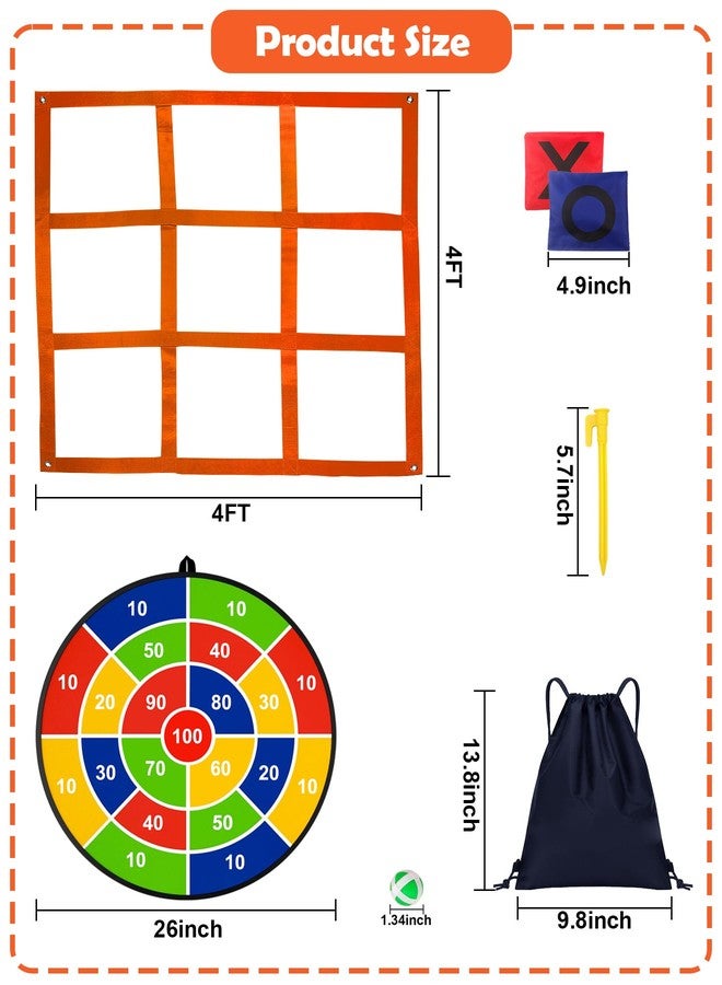 Actgan 2-in-1 Outdoor Giant Tic Tac Toe Bean Bag Toss Games, Tic Tac Toe Ball Toss Game and Dart Board Games with Sticky Balls for Kids Adults Large Lawn Carnival Yard Birthday Family Outside Party Games - Image 5