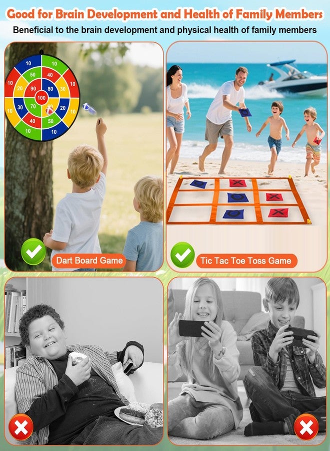 Actgan 2-in-1 Outdoor Giant Tic Tac Toe Bean Bag Toss Games, Tic Tac Toe Ball Toss Game and Dart Board Games with Sticky Balls for Kids Adults Large Lawn Carnival Yard Birthday Family Outside Party Games - Image 4