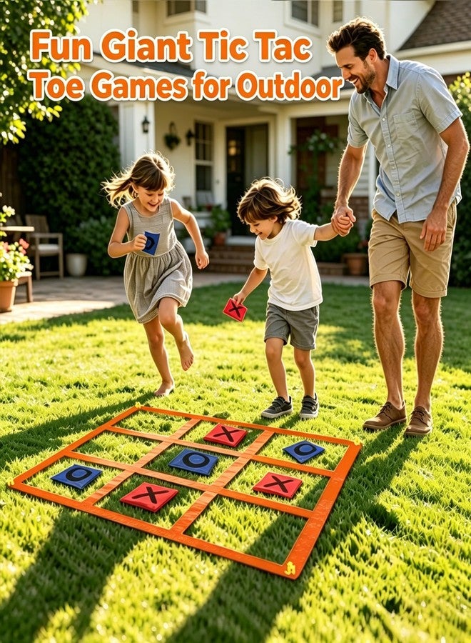Actgan 2-in-1 Outdoor Giant Tic Tac Toe Bean Bag Toss Games, Tic Tac Toe Ball Toss Game and Dart Board Games with Sticky Balls for Kids Adults Large Lawn Carnival Yard Birthday Family Outside Party Games - Image 2