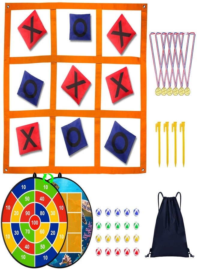 Actgan 2-in-1 Outdoor Giant Tic Tac Toe Bean Bag Toss Games, Tic Tac Toe Ball Toss Game and Dart Board Games with Sticky Balls for Kids Adults Large Lawn Carnival Yard Birthday Family Outside Party Games - Image 1