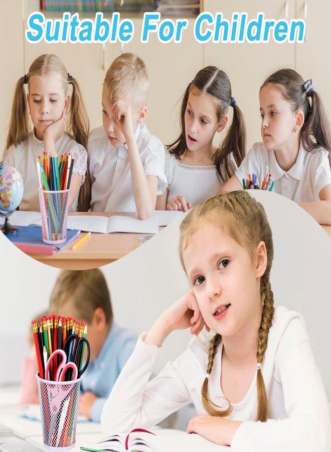 JOUTYFOR 24 Pcs Mesh Pencil Holder, Colored Metal Pen Holder Metal Pen Cup Desk Organizer Cups Makeup Brush Holders for Desk Home School Office, 4 Colors - Image 5