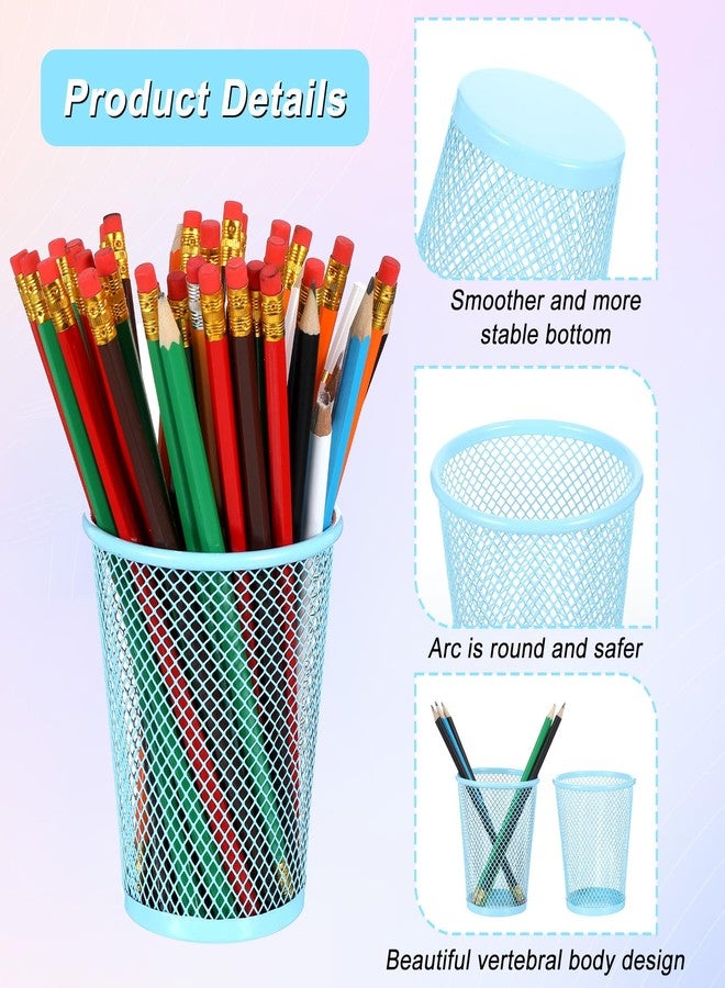 JOUTYFOR 24 Pcs Mesh Pencil Holder, Colored Metal Pen Holder Metal Pen Cup Desk Organizer Cups Makeup Brush Holders for Desk Home School Office, 4 Colors - Image 3