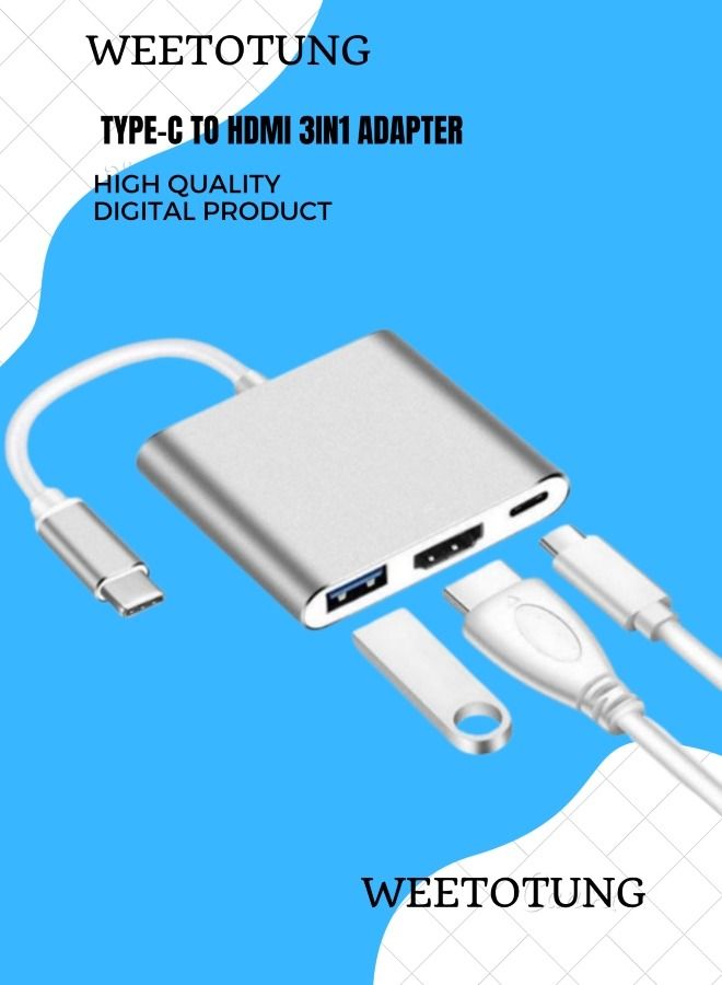 Weetotung Type-c إلى 3in1 HD + USB + PD