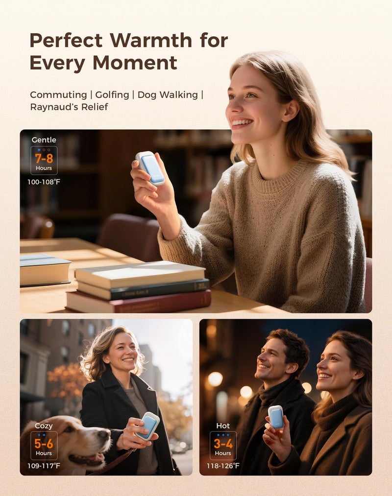 OCOOPA UT4 Young Rechargeable Hand Warmers 2 Pack, 0.6'' Slim Magnetic Design, Fits in Gloves & Pockets, UL Certified, Electric Hand Warmer, for Women, Winter Essentials - Image 4