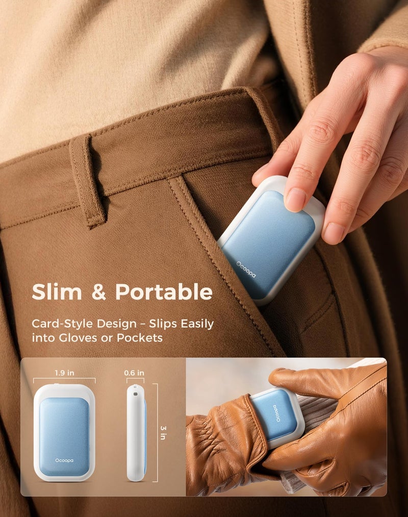 OCOOPA UT4 Young Rechargeable Hand Warmers 2 Pack, 0.6'' Slim Magnetic Design, Fits in Gloves & Pockets, UL Certified, Electric Hand Warmer, for Women, Winter Essentials - Image 2