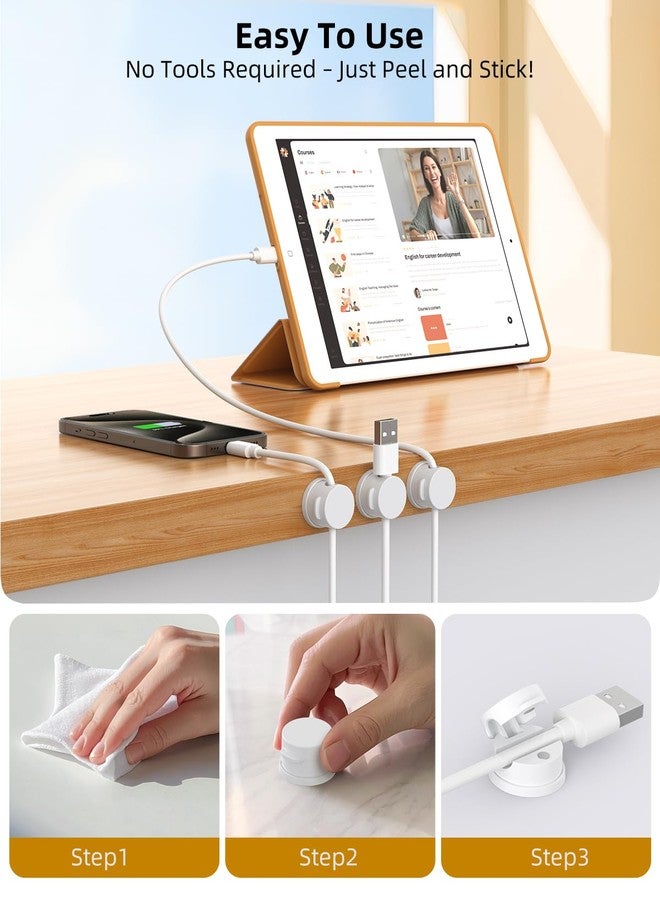 INCHOR Swiveling Cord Organizer, Magnetic Cable Clips, Inchor Cable Organizer For Desk, 6 Pack Cord Holder For Nightstand, Adhesive Cable Holder Cable Management Clips for Car Home Office (White) - Image 5
