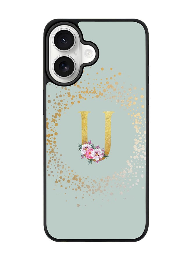 Stylizedd iPhone 17 Case, [Compatible with MagSafe] Slim Magnetic cover Phone Case iPhone 17 -Custom Monogram Floral - U  (Light Grey ) - Image 1