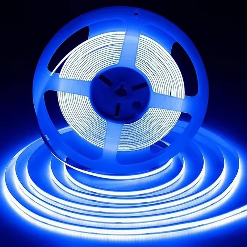 Nortek Tisya 10 Meter Warm White Cob Led Strip Lights Power Rated 12WM 480 Led Light Per Meter LED Lights for Home Decoration Bedroom Living Room TV Decoration Diwali Decoration Blue - Image 1
