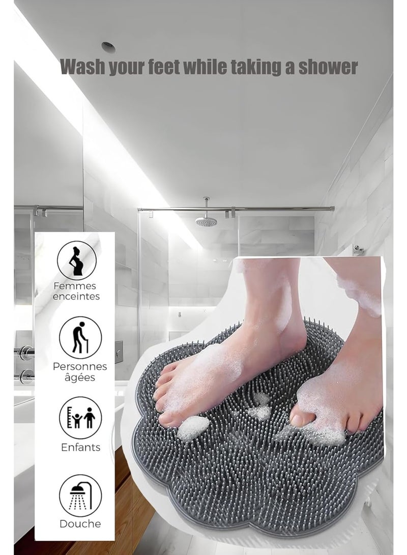 SYOSI Foot Massager for Shower, Foot Cleaner and Scrubber Mat with Non Slip Suction Cups for Dead Skin Removal and Relaxation, Spa Foot Brush for Men and Women, Bathroom or Shower, Gray - Image 4