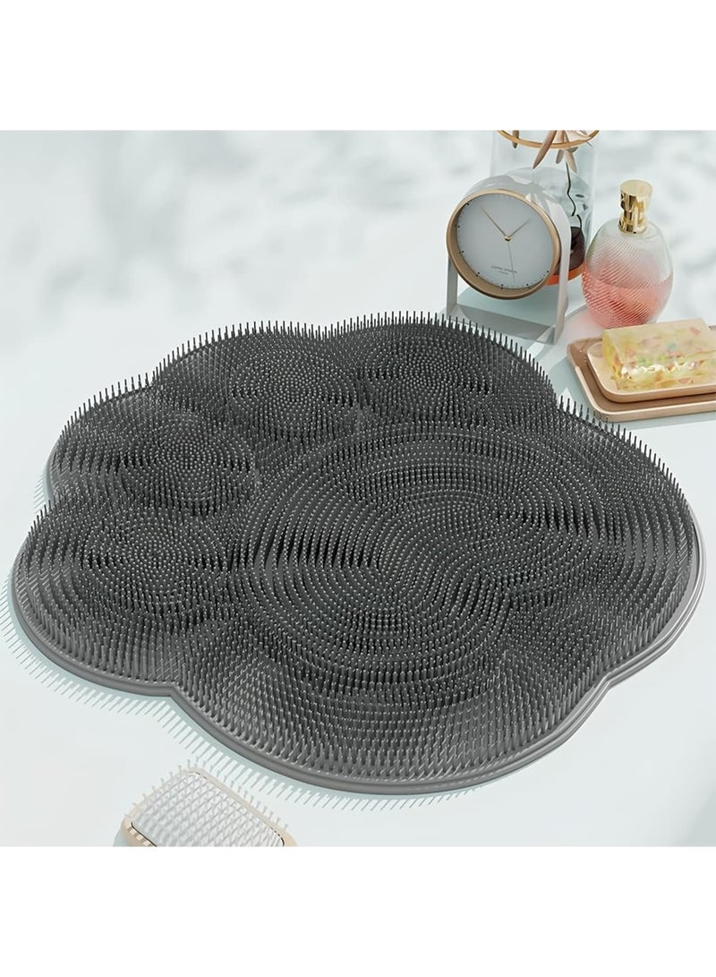 SYOSI Foot Massager for Shower, Foot Cleaner and Scrubber Mat with Non Slip Suction Cups for Dead Skin Removal and Relaxation, Spa Foot Brush for Men and Women, Bathroom or Shower, Gray - Image 1