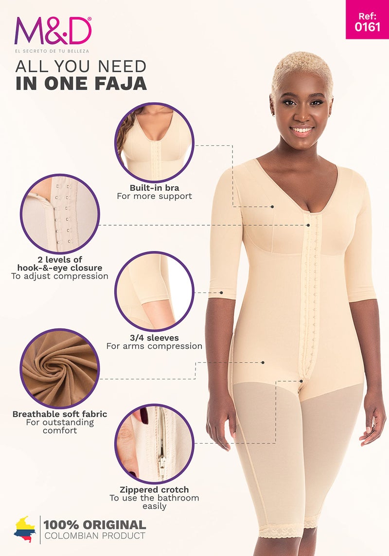 MD M&D Fajas Colombianas Post Surgery Tummy Tuck Compression Garment for Women BBL Faja Beige 2XL - Image 4