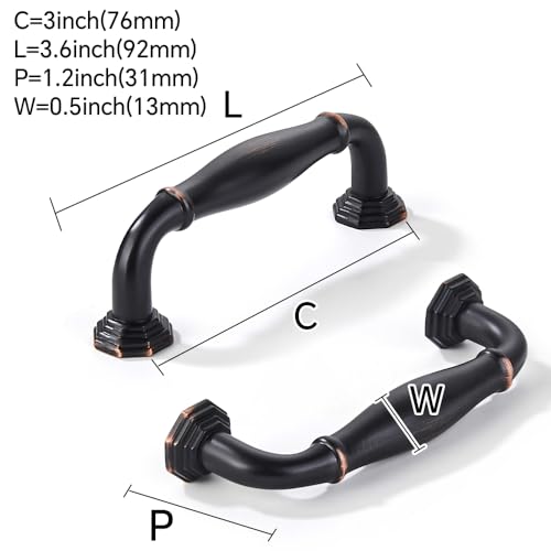 khtumeware 10 Pack 3 Inch76mm Oil Rubbed Bronze Cabinet Pulls Vintage Cabinet Handles Heavy Duty Solid Cabinet Hardware for Cupboard Drawer Pulls Dresser Handle - Image 3