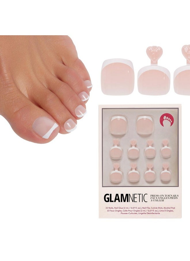 Glamnetic - Press On Toenails Madamn Classic White French Tip Fake Toe Nails With A Glossy Finish 16 Sizes 32 Toe Nail Kit With Glue - Image 1