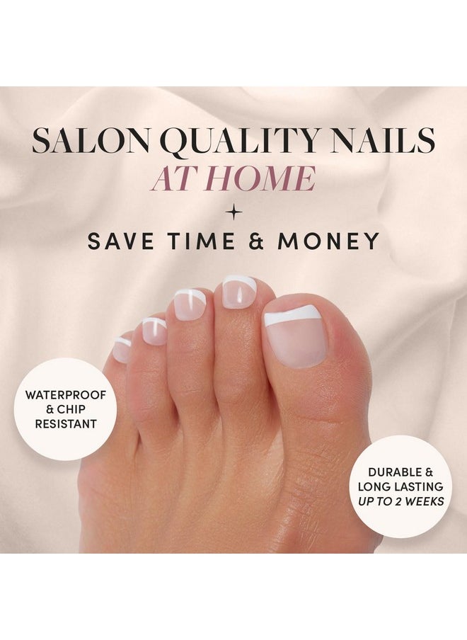 Glamnetic - Press On Toenails Madamn Classic White French Tip Fake Toe Nails With A Glossy Finish 16 Sizes 32 Toe Nail Kit With Glue - Image 1