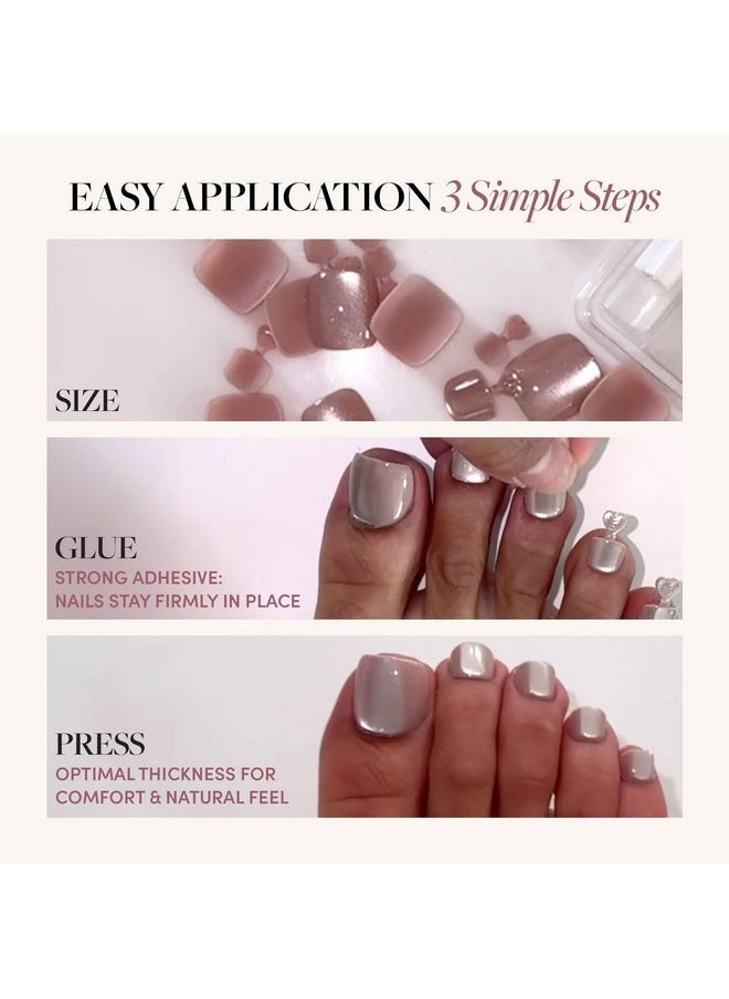 Glamnetic - Press On Toenails Madamn Classic White French Tip Fake Toe Nails With A Glossy Finish 16 Sizes 32 Toe Nail Kit With Glue - Image 1