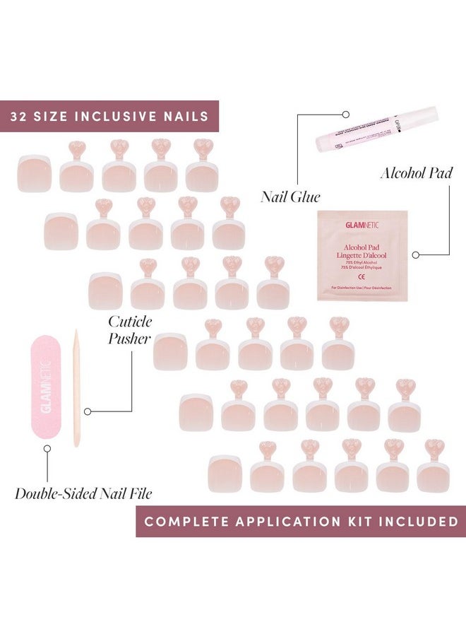 Glamnetic - Press On Toenails Madamn Classic White French Tip Fake Toe Nails With A Glossy Finish 16 Sizes 32 Toe Nail Kit With Glue - Image 1