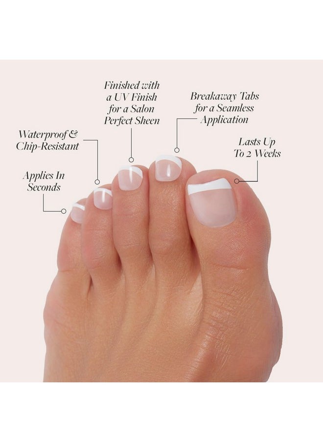 Glamnetic - Press On Toenails Madamn Classic White French Tip Fake Toe Nails With A Glossy Finish 16 Sizes 32 Toe Nail Kit With Glue - Image 1