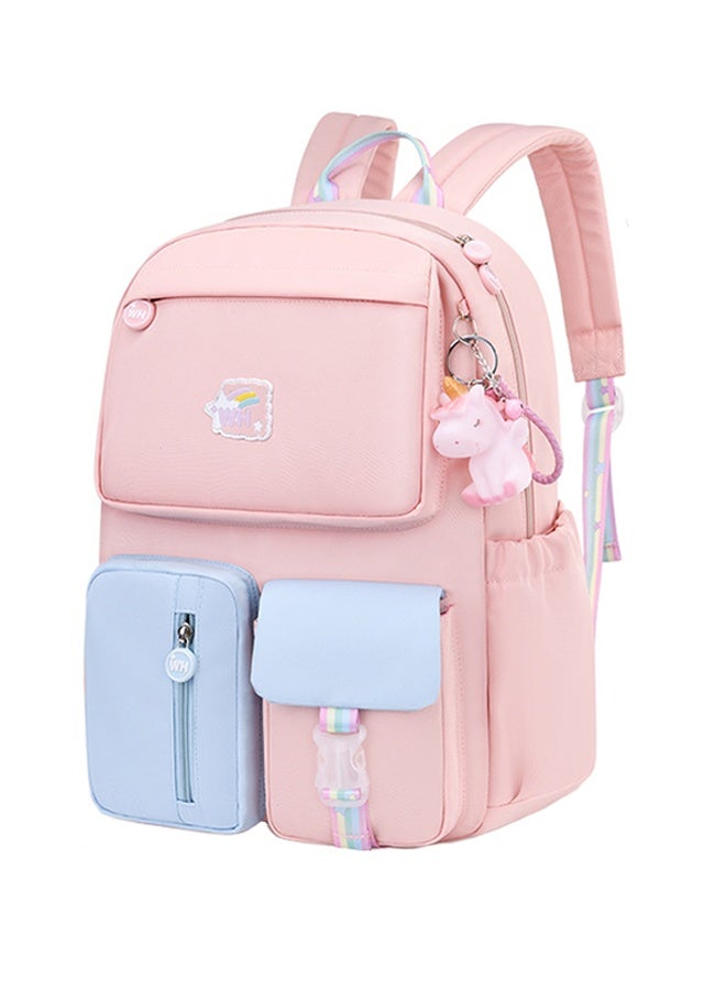 حقيبة ظهر للأطفال عالية الجودة من النايلون حقيبة ظهر مدرسية ذات سعة كبيرة وخفيفة الوزن مع أشرطة كتف مبطنة قابلة للتعديل، حقيبة مدرسية رائعة مع جيوب متعددة مناسبة للرحلات المدرسية أو أي أنشطة خارجية حقيبة كتب ابتدائية مقاومة للماء للفتيات - Image 1