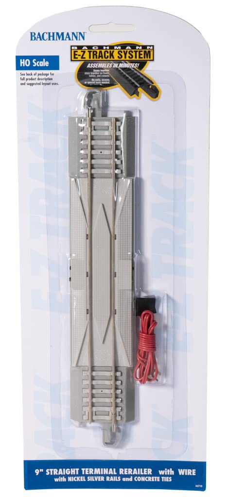 Bachmann Trains SnapFit EZ Track 9 Straight Terminal Rerailer wWire 1Card Nickel Silver Rail with Concrete Ties on Gray Roadbed HO Scale Prototypical Colors 44710 - Image 2