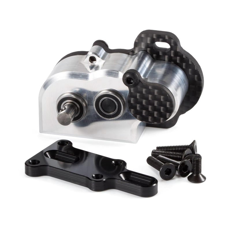 CobraCrawler Ultralight Portal Transmission,48Pitch Tiny Gearbox,Machined Ultralight Portal Transmission Tiny Gearbox with Slipper Pad for 1/10 LCG Chassis Cheater Rigs Capra SCX10 III AR45(Silver) - Image 1