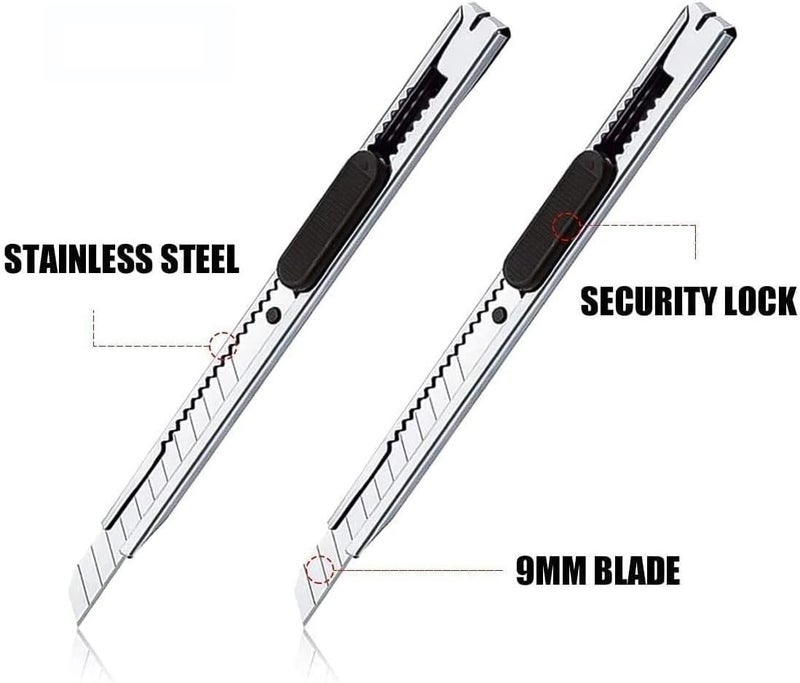 9mm Heavy Duty Snap-Off Blade Utility Knife – Precision Cutter for Cardboard, Paper, Plastic and Craft Projects, Retractable Blade Box Cutter with Secure Lock, Durable Cutting Tool for Office, Warehouse and DIY Use - Image 3