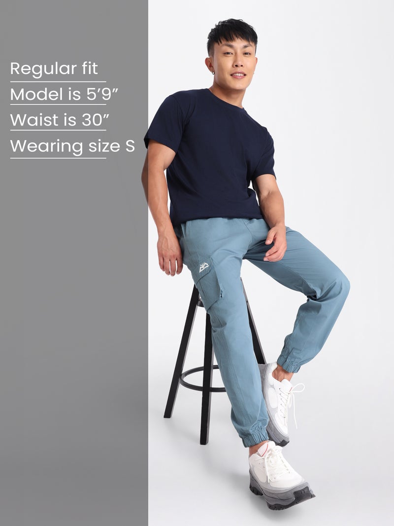 بيونغ بنطلون رياضي قطني كارجو أزرق مدخن - Image 3
