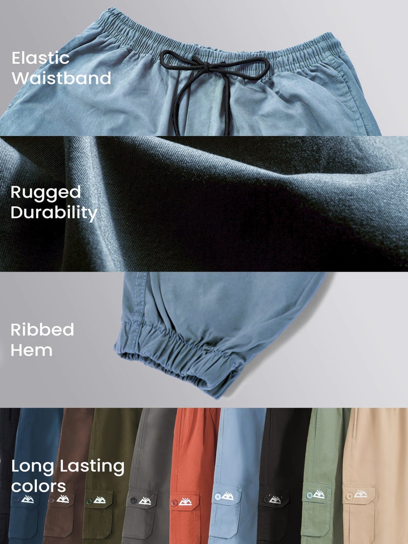 بيونغ بنطلون رياضي قطني كارجو أزرق مدخن - Image 4