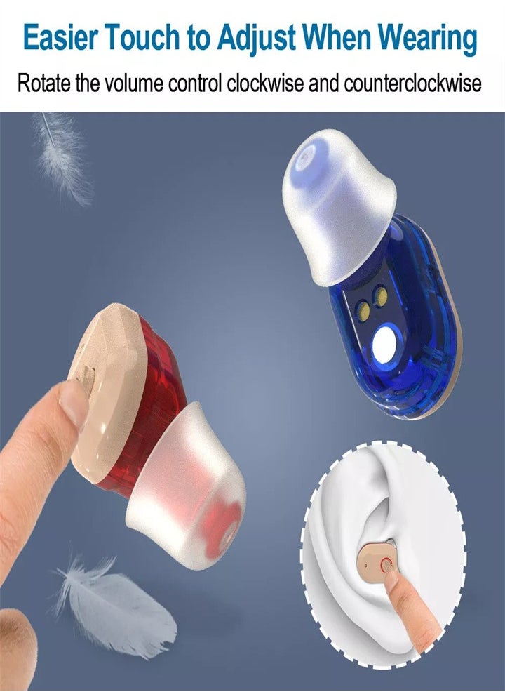 Generic - Rechargeable Noise Cancelling Elderly Hearing Aid, Hearing Amplifier for Adults with Severe Hearing Loss, 16-Channel Digital Chip Sound Processing, with Magnetic Contact Charging Case (White) - Image 1