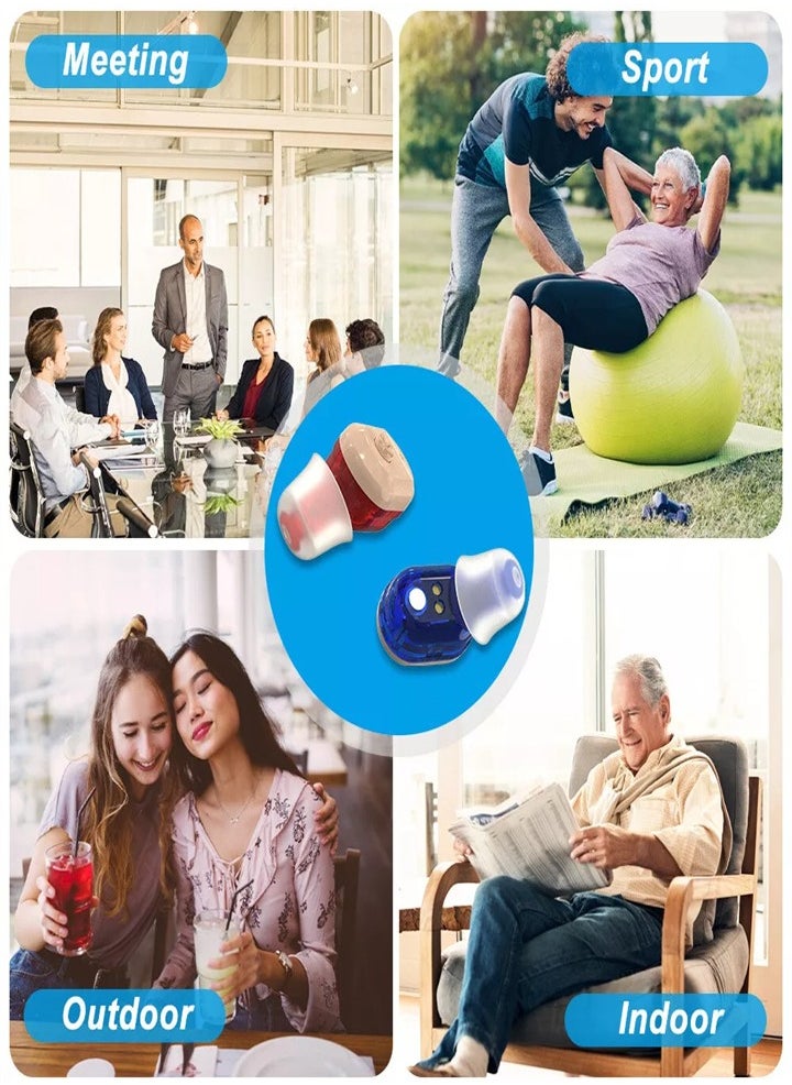 Generic - Rechargeable Noise Cancelling Elderly Hearing Aid, Hearing Amplifier for Adults with Severe Hearing Loss, 16-Channel Digital Chip Sound Processing, with Magnetic Contact Charging Case (White) - Image 1