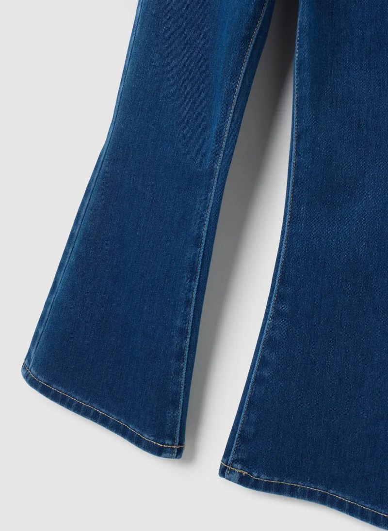 Ovs OVS Girls' Blue Flare Cotton Blend Jeggings