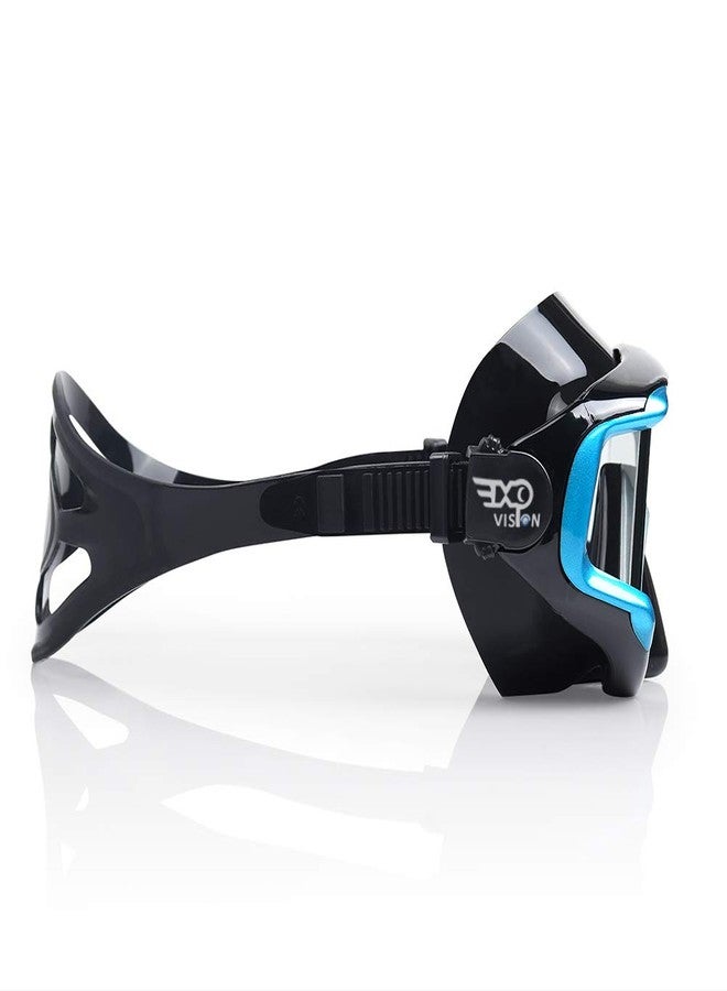 EXP VISION قناع غوص سكوبا للكبار من بانو 3، قناع غطس من الزجاج المقوى، قناع سباحة مضاد للضباب، نظارات سباحة مانعة للتسرب مع غطاء للأنف، معدات غطس للغطس الحر والسباحة (أسود + أزرق قطعتان) - Image 5