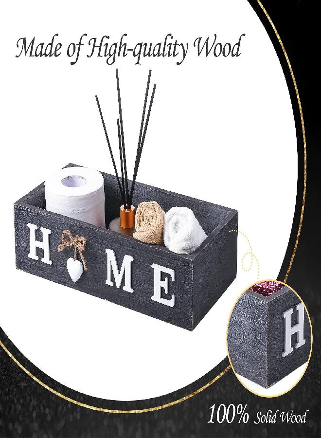 Blulu Bathroom Decor Box Toilet Paper Storage Box Bathroom Wood Tank with Home Sign Rustic Paper Holder Box Decor for Farmhouse Home Kitchen Bathroom Countertop Decor (Gray) - Image 2