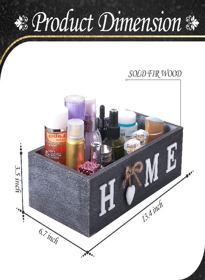 Blulu Bathroom Decor Box Toilet Paper Storage Box Bathroom Wood Tank with Home Sign Rustic Paper Holder Box Decor for Farmhouse Home Kitchen Bathroom Countertop Decor (Gray) - Image 1