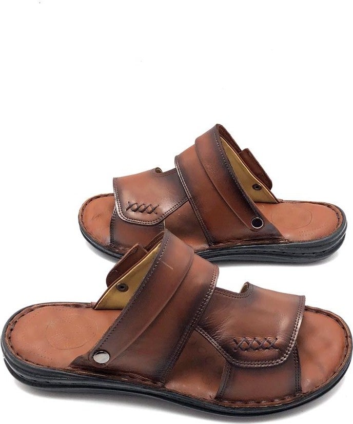 Derilax Genuine Leather Full Orthopedic Massage Men's Slippers  - Image 1