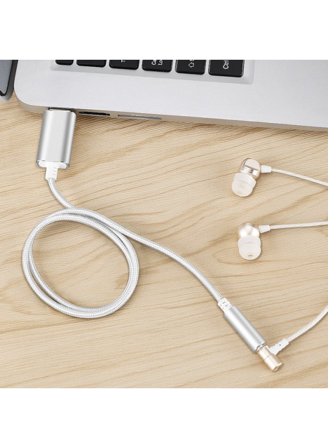 بطاقة صوت USB خارجية للكمبيوتر، ميكروفون سماعة رأس متكامل، لا تحتاج إلى تعريفات، بطاقة صوت مستقلة لأجهزة الكمبيوتر المكتبية والمحمولة - Image 3