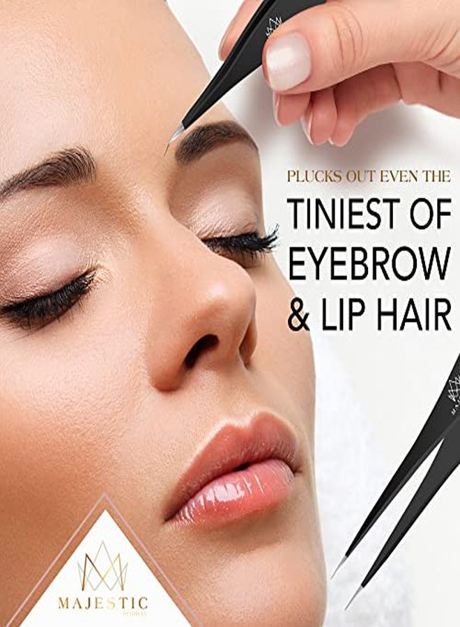 Majestic Bombay Rs For Ingrown Hair - Precision Sharp Needle Nose Pointed Tweezers For Splinters, Ticks & Glass Removal - Best For Eyebrow Hair, Facial Hair Removal (Black) - Image 5