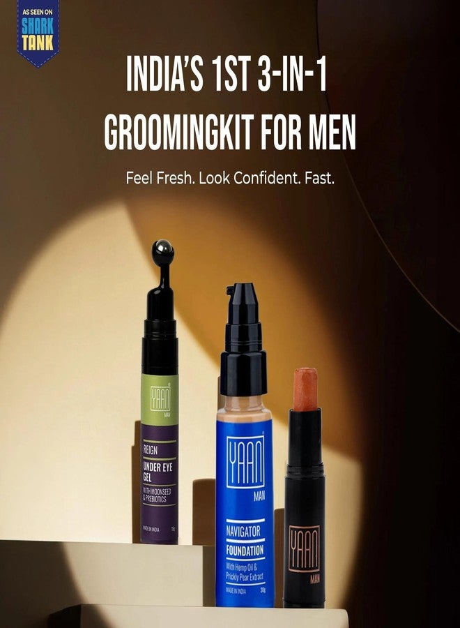 Yaan Man Reign Over Makeup Combo Set, Foundation, Under Eye Gel, Transformation Stick (Dark) - Image 2