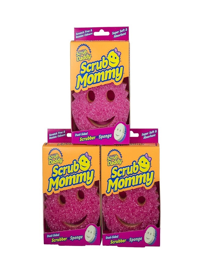 Scrub Daddy Scrub Mommy Dual Sided Cleaning Sponge 3 Pack - Firm Scrubber and Gentle Sponge - Pink - Image 1